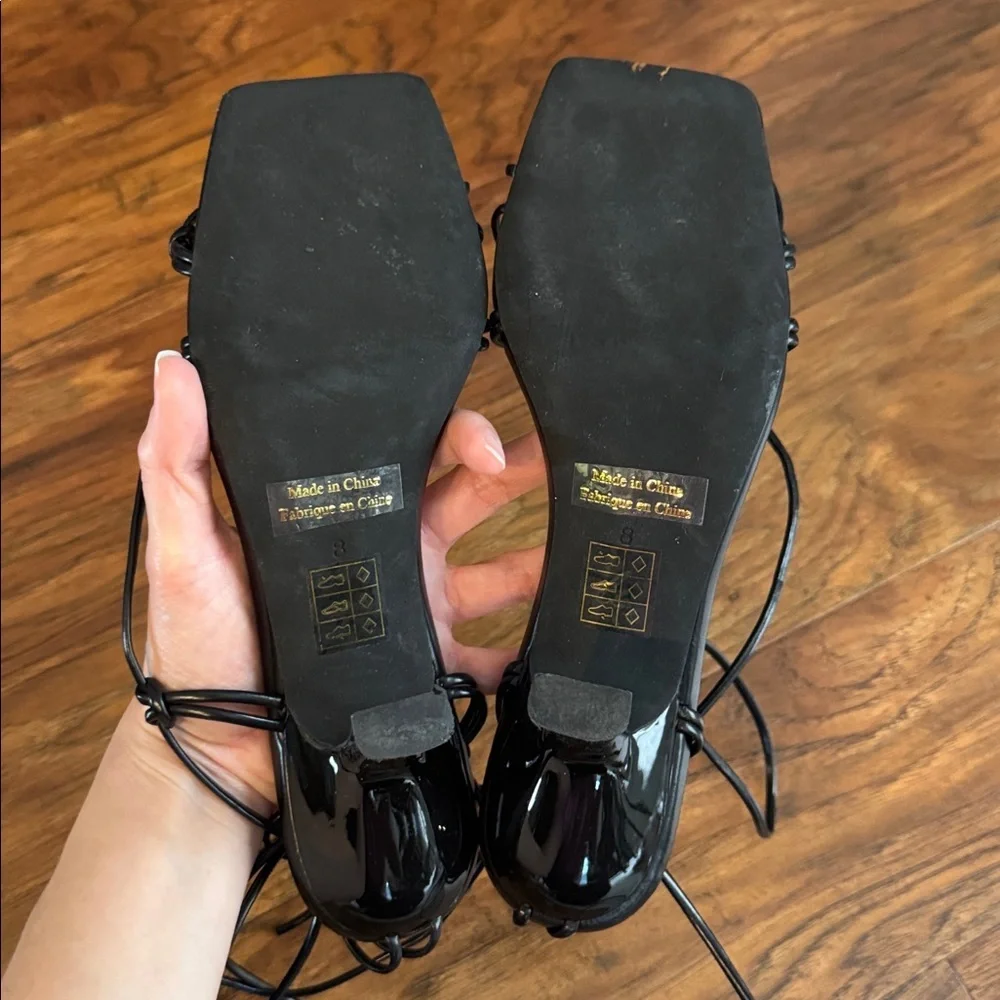 Jeffrey Campbell Vipera Leather Lace Up Sandal Black Size 8